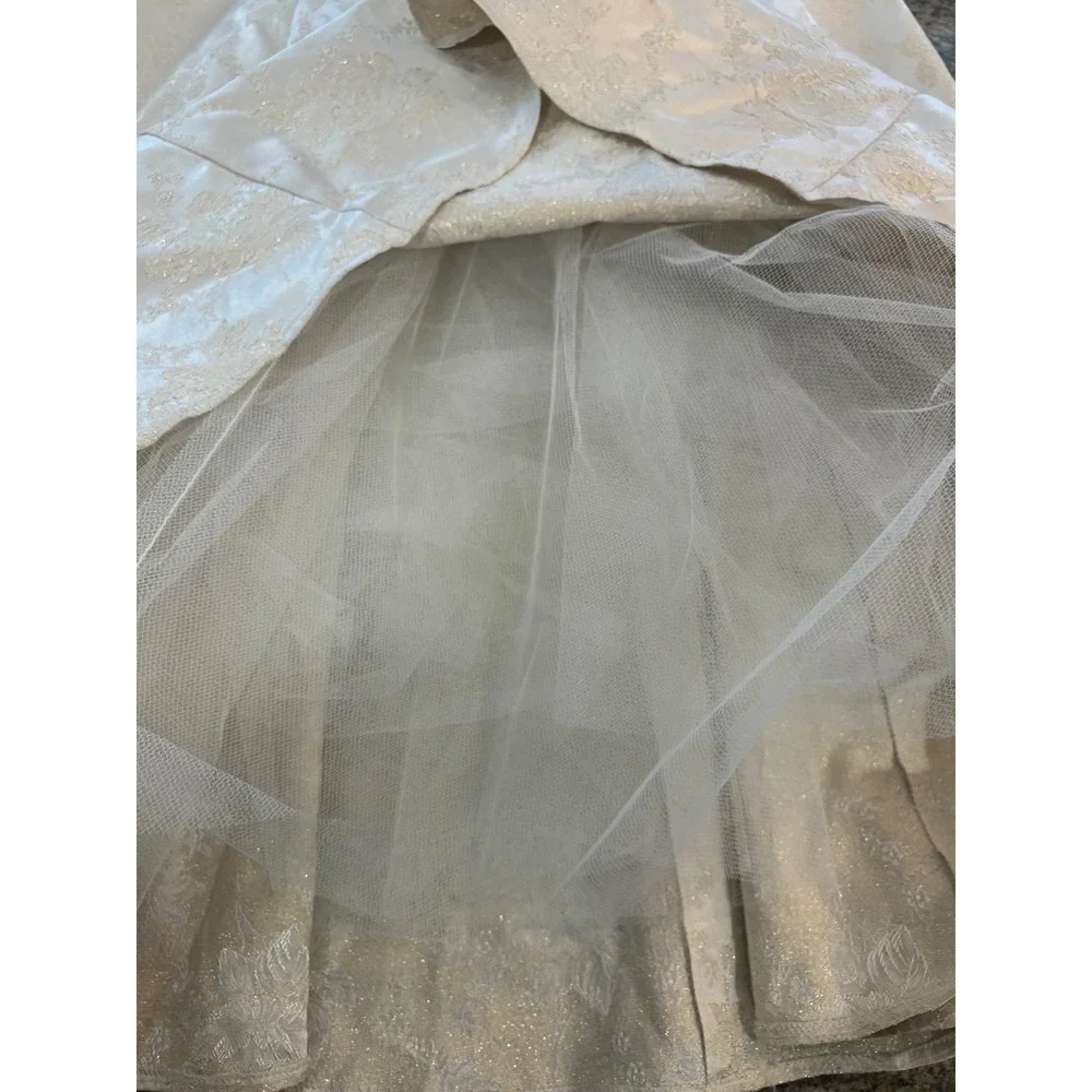 Vtg Gunne Sax Jessica McClintock Wedding Dress Duchess Gown‎ Sparkle Floral 5/6